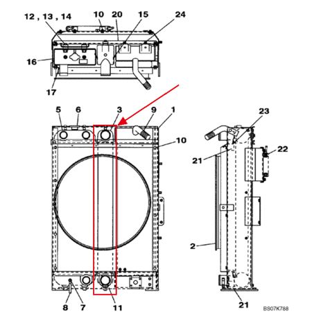 Интеркулер Доохладитель LN002010 для экскаватора Case CX130B CX135SR CX160B
