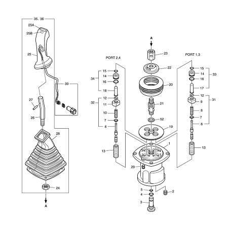 Valve de manette gauche K1045542 410113-00137 410113-00134A pour Doosan DX60R E60