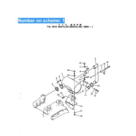 Muffler Silencer 6143-11-5511 6143115511 for Komatsu Excavator PC40-2 PC40-1 PC40-3 Engine 3D94