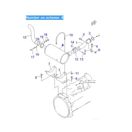 Muffler Silencer 6207-11-5231 6207-11-5230 for Komatsu Excavator PW100-3 PW100S-3 PW100N-3 PW100NS-3 PW100S-3B