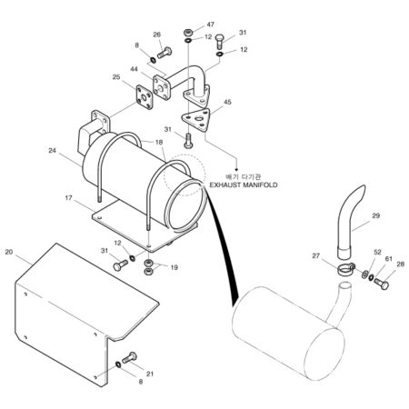 Muffler Silencer 2203-1067 for Doosan Daewoo Excavator SOLAR 50W-III