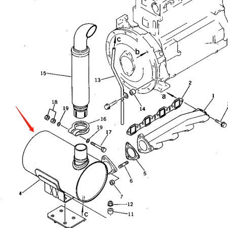 Muffler Silencer 6204-11-5512 6204115512 for Komatsu Excavator PC60-3 PC60U-3