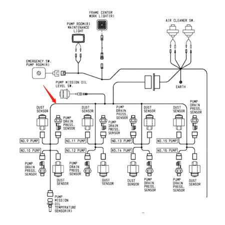 RH Pump Drive Wiring Harness 2057444 for Hitachi Excavator EX8000 EX8000-6