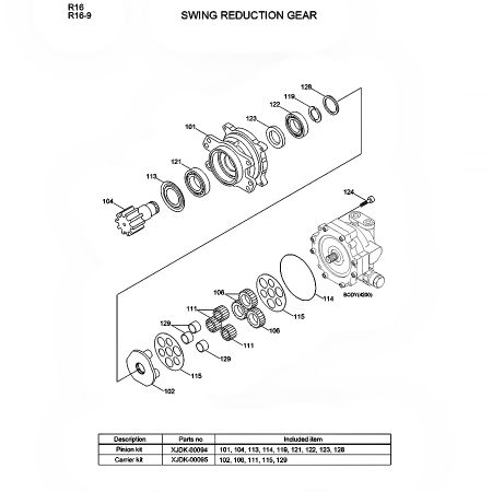 Swing Unit 31MJ-10150 XJDK-00081 XJDK-00128 for Hyundai R16-9 R16-9CA R16-9NH Excavator