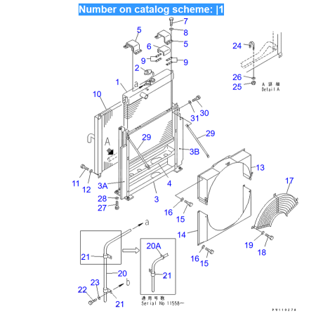 Water Radiator Core ASS'Y 208-03-31112 208-03-31111 208-03-31110 208-03-00031 208-03-00032 208-03-00030 for Komatsu Excavator PC400-3 PC400LC-3
