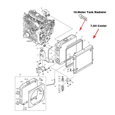 Water Tank Radiator Core K1022356 for Doosan Daewoo Skid Steer Loader 440 PLUS DSL 702