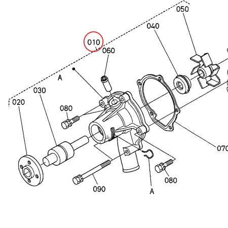 Bomba de água KBT1K57673032 para escavadeira Hitachi EX40UR-3 VR308 VR408 ZX30 ZX30UR ZX35 ZX40UR