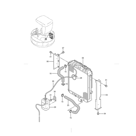 Water Tank Radiator ASS'Y 4390488 for Hitachi Excavator EX40U EX50U EX50UNA