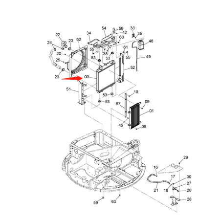 Water Tank Radiator ASS'Y 4681351 for John Deere Excavator 27D 35D (S.N. 255000- )