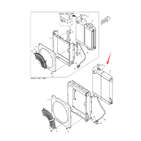 Water Tank Radiator ASS'Y K9006661 K9006661A 440211-00766 44021100766 for Doosan Excavator DX80R