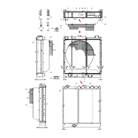 Water Tank Radiator ASS'Y YM05P00019S001 for New Holland Excavator E175B