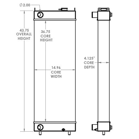 Radiateur de réservoir d'eau LN002850 pour boîtier CX250C CX250D LC LR CX210D LC CX210D LC LR CX210D NLC pelle