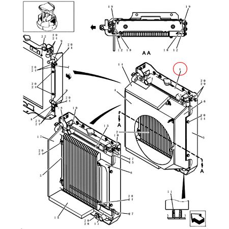 Type A Water Tank Radiator PH05P00021F1 for Kobelco 50SR 50SR-5 SK40SR-3 50SR-3  Excavator Type A