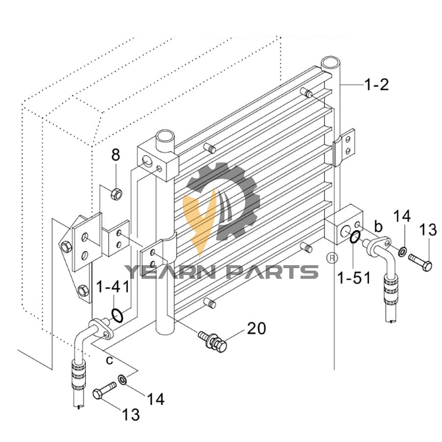 AC Condenser 11M6-54030 for Hyundai Excavator R55-3 R55W-3