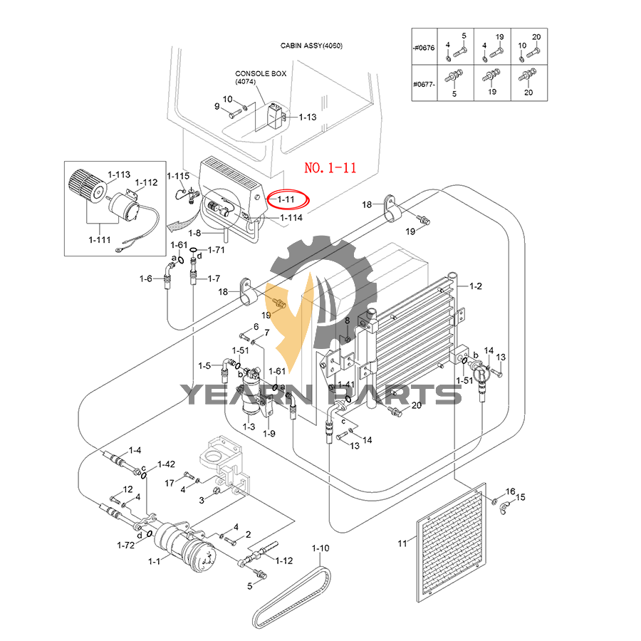 AC Evaporator 11M6-54100 for Hyundai Excavator R55-3 R55W-3