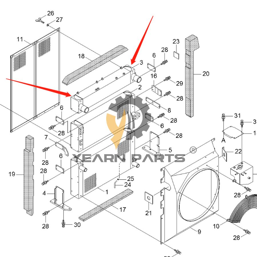 AfterCooler 11K7-40130 for Hyundai Excavator HX260 L