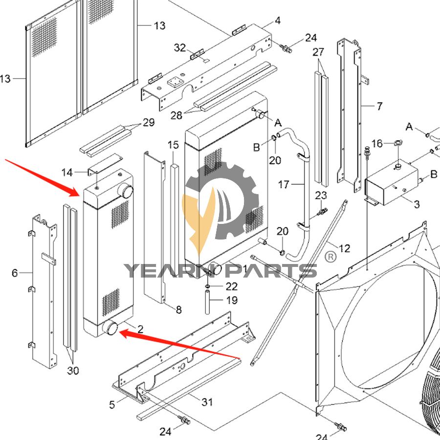 AfterCooler 11QE-40201 for Hyundai Excavator R1200-9