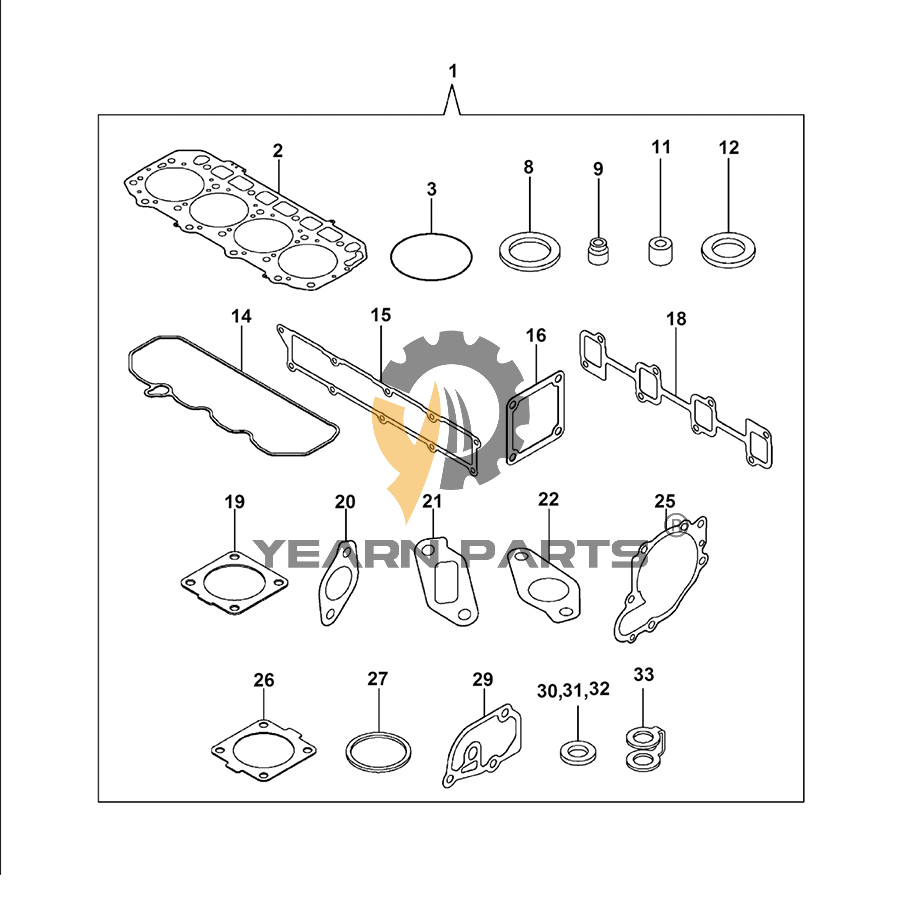 Engine Gasket Kit 729927-92660 72992792660 for Hitachi Excavator ZX60USB-3F ZX65USB-3F
