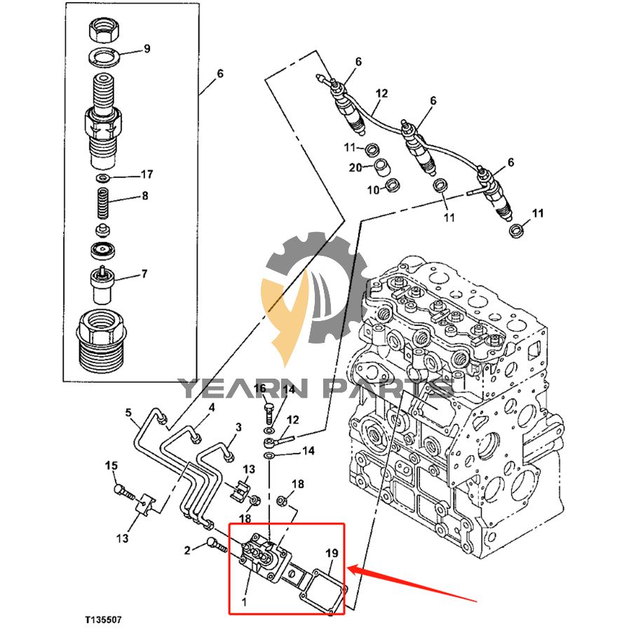Fuel Injection Pump 5863015630 AT263193 for John Deere Excavator 17ZTS