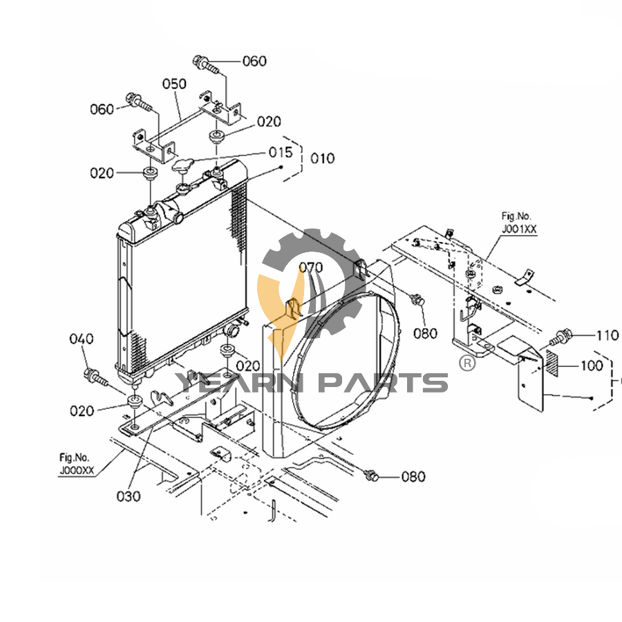 Hydraulic Water Tank Radiator RD45142300 RD45142300 for Kubota Excavator KX057-4 U48-4 U55-4 KX057-4CA U55CA