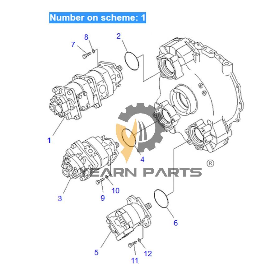 Pilot Gear Pump ASS'Y 705-56-34550 for Komatsu Dump Truck HM300-1 HM300-1L HM300TN-1