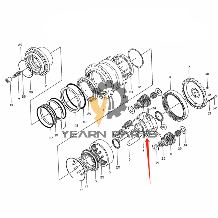 Planetary Carrier 116963 for Doosan Daewoo Excavator SOLAR 150LC-V SOLAR 155LC-V SOLAR 170-III SOLAR 170LC-V SOLAR 175LC-V