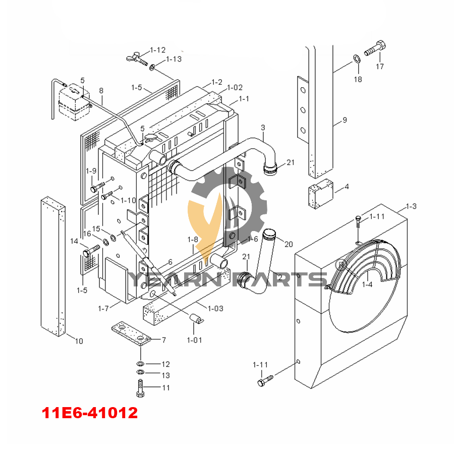 Radiator Ass'y 11E6-41011 11E6-41012 for Hyundai Excavator R130LC-3