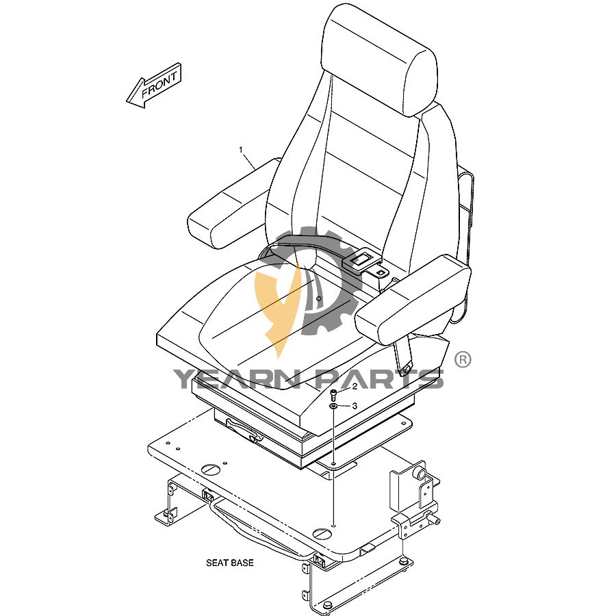 Seat With Suspension K1030598 220110-00062 for Doosan B55W-2 DX53W DX55 DX55W DX60R DX80R E55W E60 E80