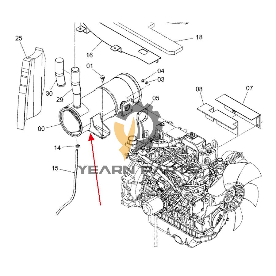 Upward Muffler Silencer 4670444 for Hitachi ZX40U-3 ZX40U-3U ZX48U-3 ZX48U-3F ZX50U-3 ZX50U-3F ZX52U-3 ZX52U-3F Excavator