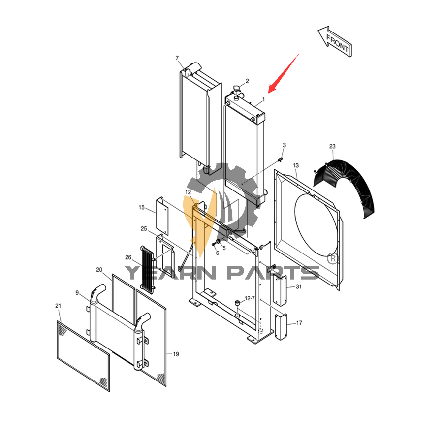 water-tank-radiator-coore-440211-00364-44021100364-for-doosan-daewoo-excavator-dx225lc-3-dx225lc-3-dieu