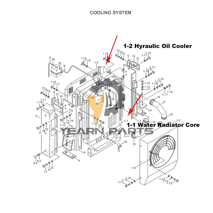 water-tank-radiator-core-11ek-42020-11ek42020-for-hyundai-excavator-r170w-3-r180lc-3