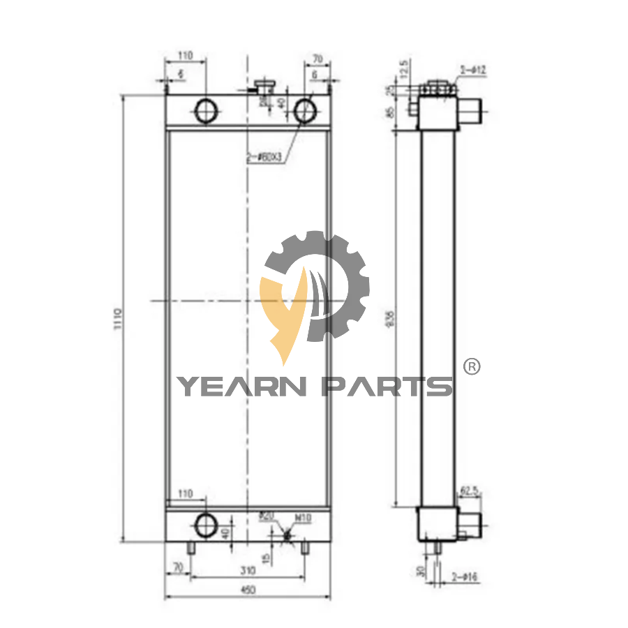 Water Radiator Core ASSY 56D-03-21221 56D0321221 for Komatsu Dump Truck HM250-2 HM300-2