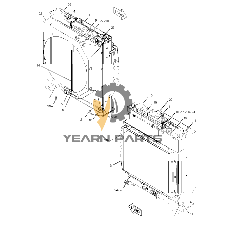 Water Tank Radiator 281-3449 2813449 for Caterpillar CAT 328D LCR Excavator
