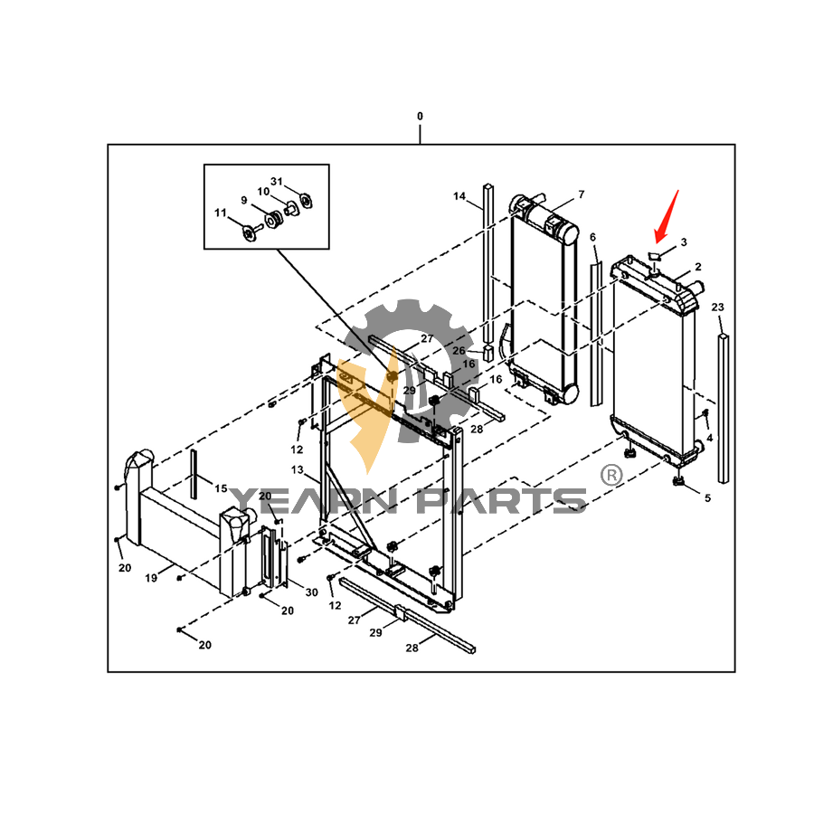 Water Tank Radiator ASS'Y FYA00013232 4723085 for John Deere Excavator 135G