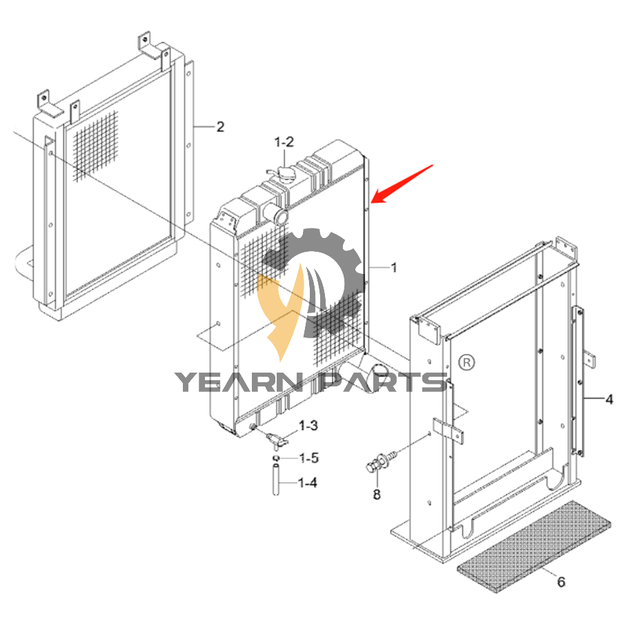 Water Tank Radiator Core 11N4-45020 11N445020 for Hyundai Excavator R140W-7A R140LC-7A