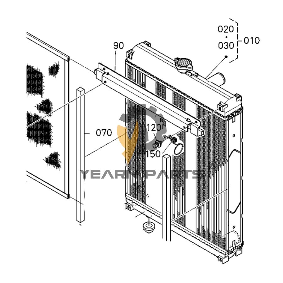 Water Tank Radiator TC430-16000 for Kubota L4600DT L4600F L4600H L4701DT L4701F L4701H MX4800DT MX4800F MX4800H MX5200DT MX5200F MX5200H MX5800H