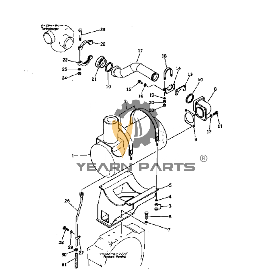 Muffler Silencer 6712-11-5710 6712115710 for Komatsu Excavator PC400-1 PC300-1 PC300-2 PC300LC-2 PC300LC-1 PC400LC-1