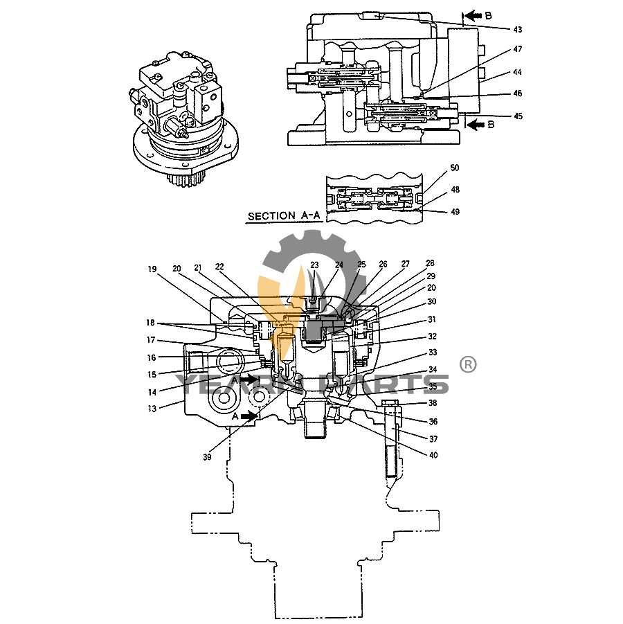 Hydraulic Swing Motor ASSY PH15V00001F1 for Kobelco SK030-2 Excavator