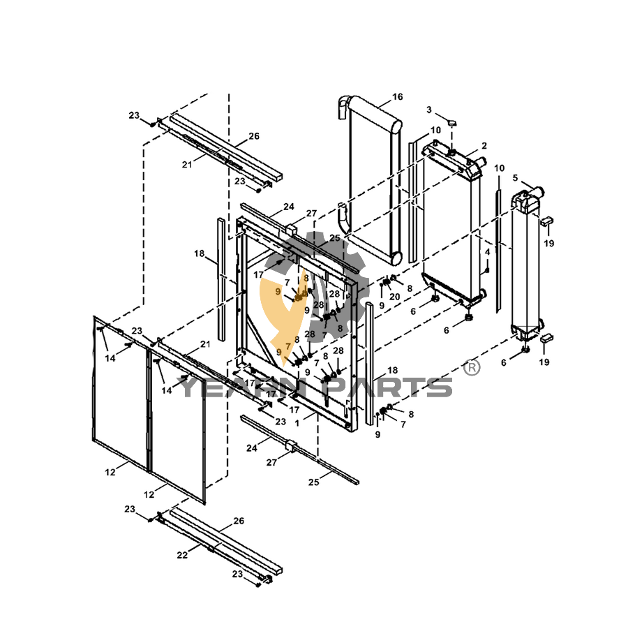 Water Tank Radiator ASS'Y FYA00023520 for John Deere Excavator 190GW