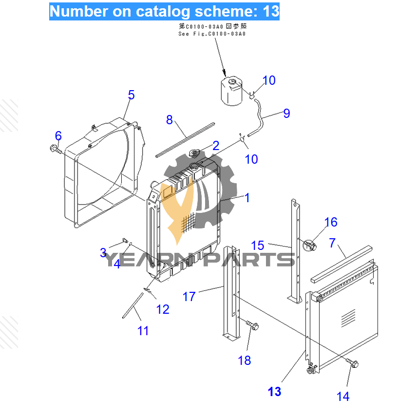 Hydraulic Oil Cooler 21W-03-31120 21W0331120 for Komatsu Excavator PC75UD-3 PC75US-3 PC75UU-3